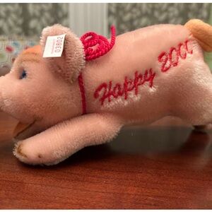 Steiff Happy 2000 Genuine Mohair Pig 035197 Stuffed Animal Plush